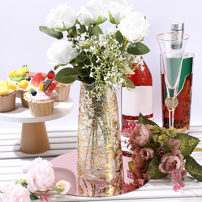 Thyle 20 Pcs 10 Inch Acrylic Round Mirrors for Tables Centerpieces Circle Mirrors Candle Plates for Wall Wedding Table Centerpieces for Baby Shower Party, Thickness 1 mm (Rose Gold)