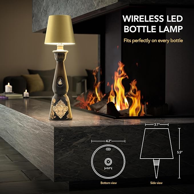Wireless Bottle Lamp PRIDOLA for Any Type of Bottle, LED Bottle Lamp for Indoor & Outdoor, 100% Waterproof, Adjustable Brightness and Light Temperature 3000-6000K, Wireless & Rechargeable (Blue)