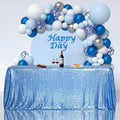 Sequin Tablecloth Sparkly Table Linen, 90 X 156 Inch – Baby Blue