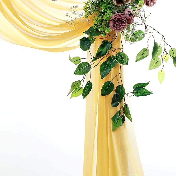 Fabric Gold Sheer Chiffon Drape, 4 Panels, 30 Inch x 20 Feet