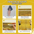 Foil Fringe Backdrop, 3 Pack, Laser Gold Shiny Tinsel Curtains