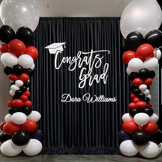 20ft x 10ft Thick Champagne Backdrop Curtains for Parties, 4 Panels 5ft x 10ft Non See Through Black Polyester Wedding Drapes Photo Backdrop for Birthday Party Graudation Photography Home Decor