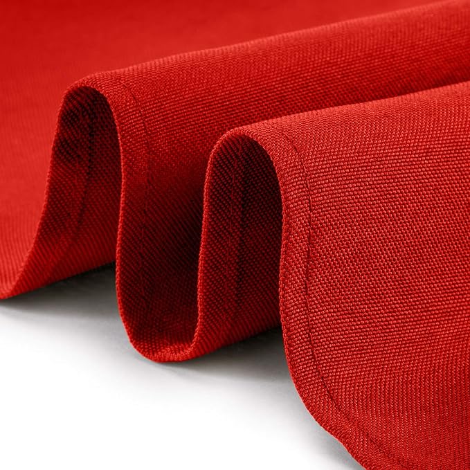 Red Round Polyester Tablecloths, 120-Inch, Stain-Resistant, Set of 10