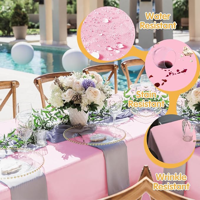 Tablecloths: Pink Polyester, 10 Pack, 60 x 102 in Rectangle