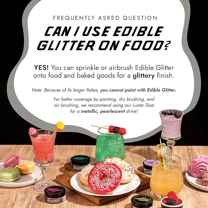 MONÉGASQUE Silver Edible Glitter for Drinks 10g – Silver Edible Glitter for Cakes – Halloween Cupcakes & Cake Decorating Sprinkles – Drink Shimmer Powder for Cocktails – Spray Cakes Decorations