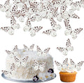 Ephlyn 48Pcs Edible Wafer Paper Butterflies for Cupcake Toppers Picks Edible Butterfly Cake Decorations for Wedding Birthday Party Butterfly Theme Baby Shower Kids Birthday Party Cake Supplies Coffee
