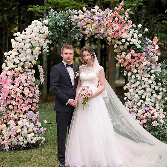 Wokceer Wedding Arch 7.2FT Round Backdrop Stand Gold Metal Circle Backdrop Stand Circle Balloon Arch Stand Frame for Birthday Party Bridal Shower Anniversary Ceremony Candy Tables Celebration