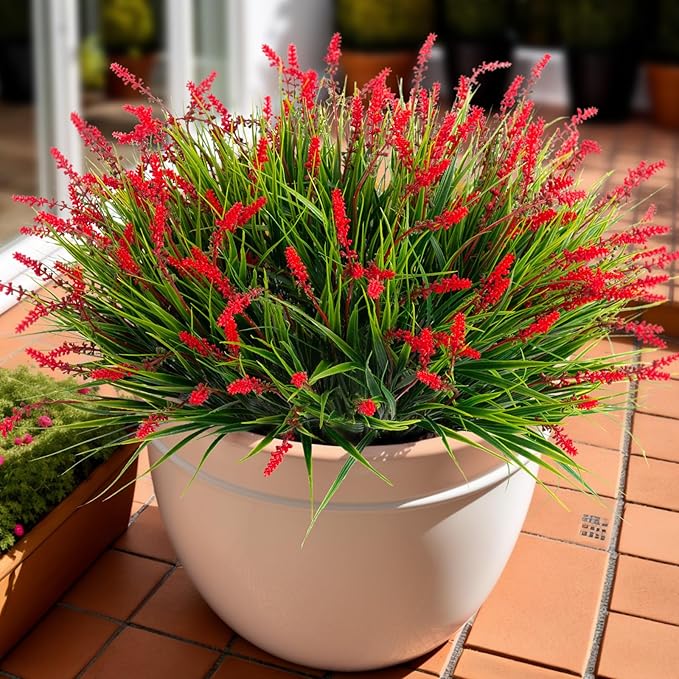 Artificial Greenery Plants, 12 Bundles 17-Inch Faux Grass Stems