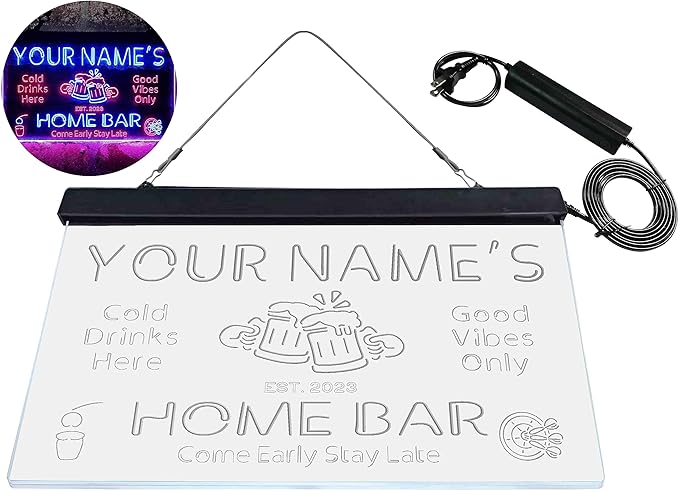 ADVPRO Personalized Your Name Custom Home Bar Beer Established Year Dual Color LED Neon Sign Red & Blue 24 x 16 Inches st6s64-p1-tm-rb