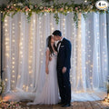 20x10ft White Tulle Backdrop Curtains with Lights for Party Wedding Baby Shower, Sheer Wrinkle Free Backdrop Curtains for Birthday Party Photo Booth Background Decoration