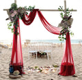 MDS Halloween Chiffon Draping Fabric - 1 Panel, 30" Wide x 50ft Long - Sheer Spooky Arbor & Canopy Drapery for Haunted House Backdrops, Party Ceilings, DIY Costumes & Themed Events - Apple Red