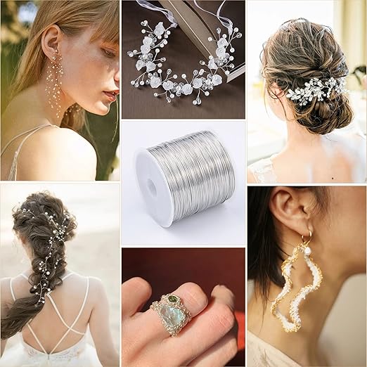 Beadcraft 26 Gauge Jewelry Wire - 0.4mm Silver Plated, Brass, 100M for Jewelry Making