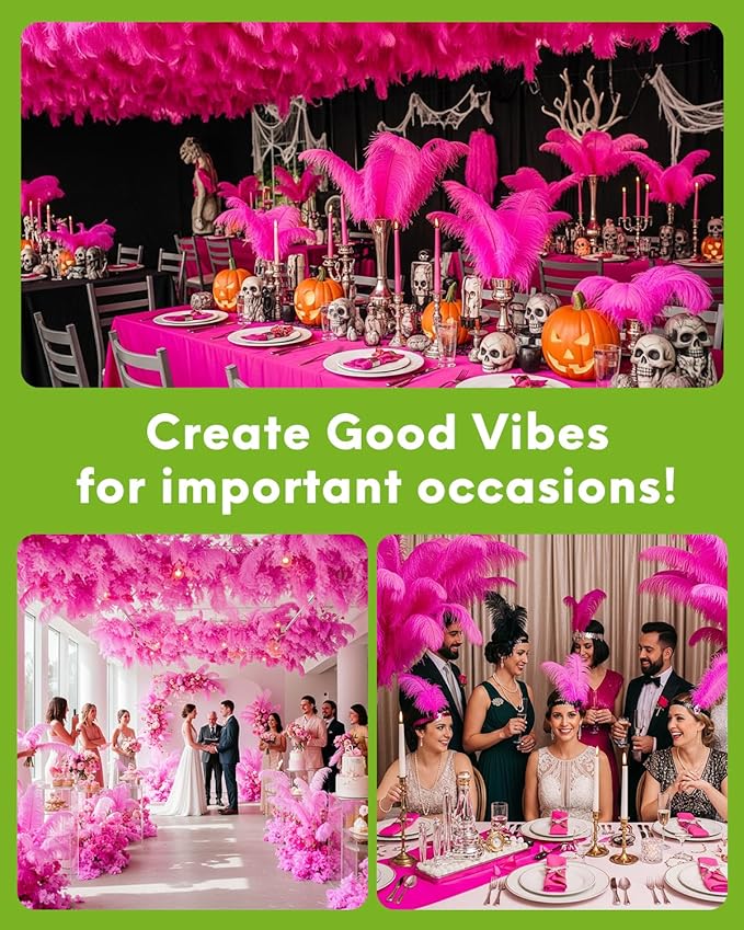NEWONG 30pcs Hot Pink Ostrich Feathers Natural Bulk 9-12inch(23-30cm) Vase Craft Wedding Home Party Centerpieces Christmas Day Decoration