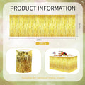 Metallic Tinsel Foil Fringe Table Skirts, 2 Pack – Gold, Decors