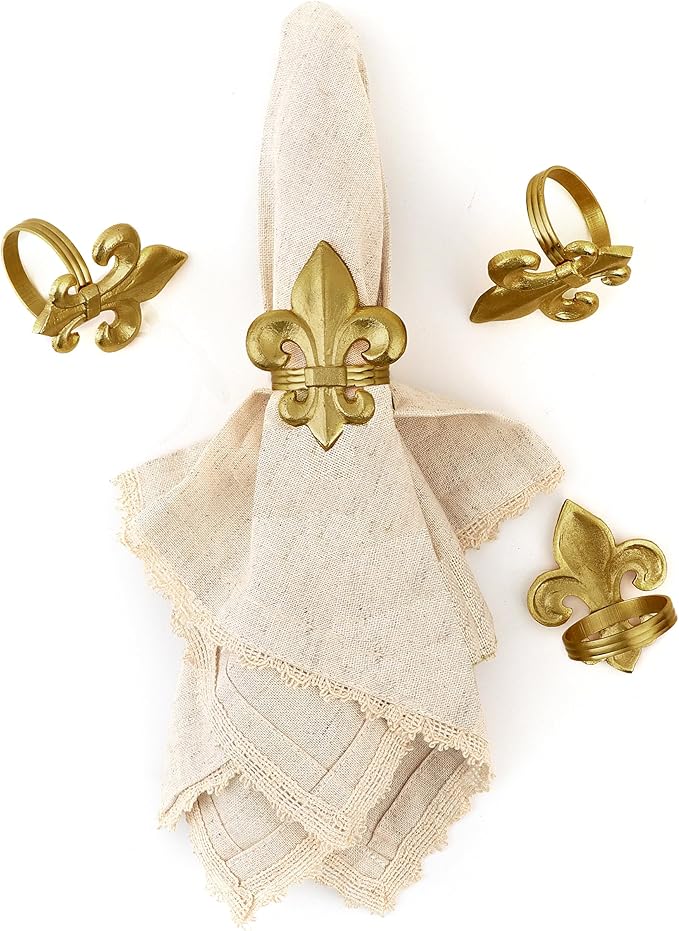 Napkin Rings Set of 12 in Brushed Gold Aluminum, Semicircle Shape
