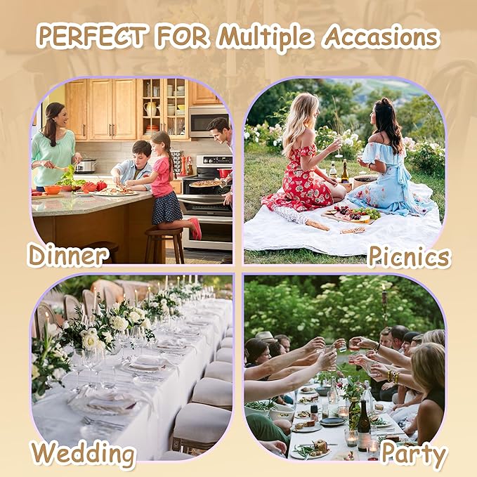 MYSKY HOME Table Cloth 60x102 in Rectangle, Cotton Tassel Linen Look Waterproof, Wrinkle Free Table Cover with Beige Tassels for Kitchen Dining, Party
