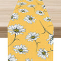 Daisy Floral Table Runner, Farmhouse Spring Seasonal Summer Teal Green White Flower Rustic Abstract Table Center Decor for Home Kitchen Dining Holiday Party Indoor Table Decorations, 13"x36" Inch