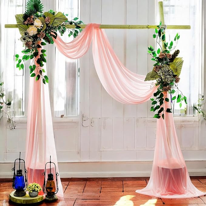 MDS Halloween Chiffon Draping Fabric - 1 Panel, 30" Wide x 100ft Long - Sheer Spooky Arbor & Canopy Drapery for Haunted House Backdrops, Party Ceilings, DIY Costumes & Themed Events - Peach