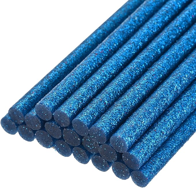 uxcell 20pcs Hot Glue Sticks for Glue Gun 11mm/0.43-inch x 11-inch Mini Hot Melt Adhesive Glue Stick Glitter Blue