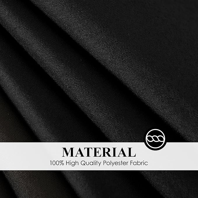 Round Black Polyester Tablecloths, Washable, 90 to 132 Inch Sizes