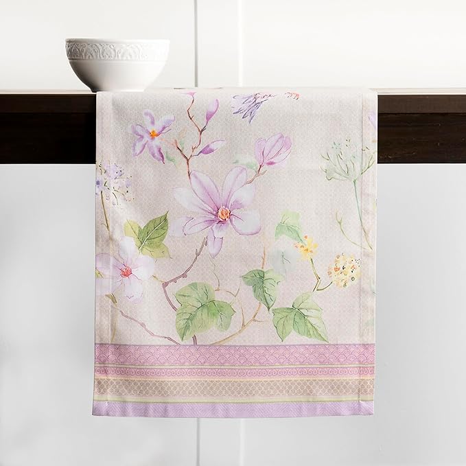 Maison d' Hermine Table Runner 100% Cotton Single Layer Table Runners 108 inches Long Decorative for Home Kitchen Dining Party Wedding Bridal Shower Spring Summer (Magnolia Mornings, 14.50" x 108")