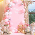 6.6FT Pink Arch Backdrop Cover - Polyester Fitted Wedding Arch Stand Covers Round Top Chiara Arch Backdrop Cover for Birthday Party Banquet Photo Background Decoration