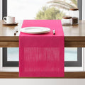 ZeeMart Linen Textured Border Table Runner, 14 x 72 Inch Hot Pink, Farmhouse Style Pink Table Runners 72 Inches Long, Easy Care Everyday Polyester Table Runner