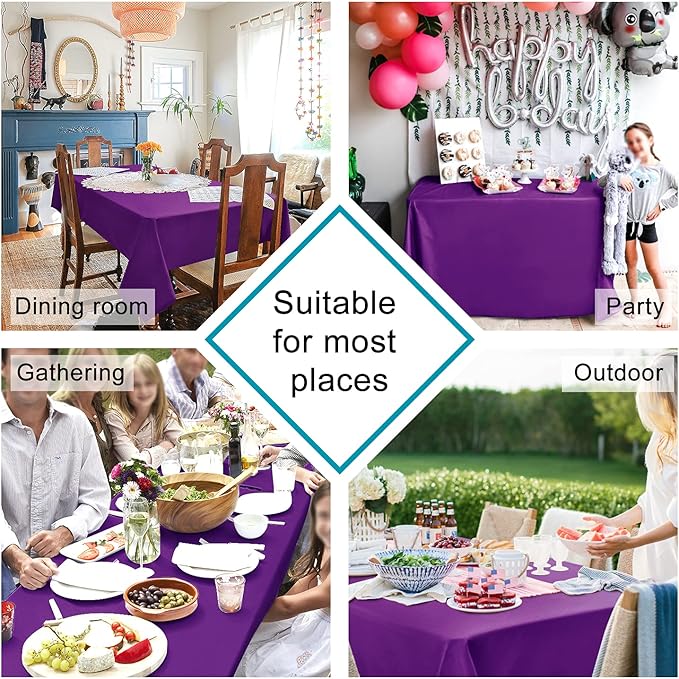 Hiasan Royal Purple Tablecloth for Square Tables - Waterproof and Spillproof Washable Fabric Table Cloth for Dining Room Kitchen Party, 70 x 70 Inch