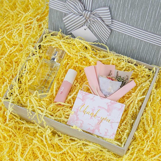 Caleihd Crinkle Cut Paper Grass Cushion Paper Streamer for Christmas Wedding Birthday Bridesmaid Engagement Craft Gift Boxes Bags Filler Decoration 4.5oz Yellow