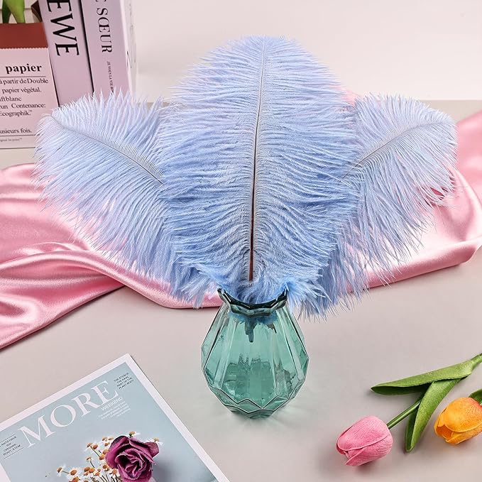 THARAHT Light Purple Ostrich Feathers 12pcs Natural Bulk 8-10Inch 20cm-25cm for Crafts Wedding Party Centerpieces Easter Gatsbi and Home Decoration Feathers