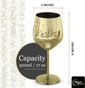 Stainless Steel Wine Glasses, Set of 2 Etched 16 Oz Metal Goblets