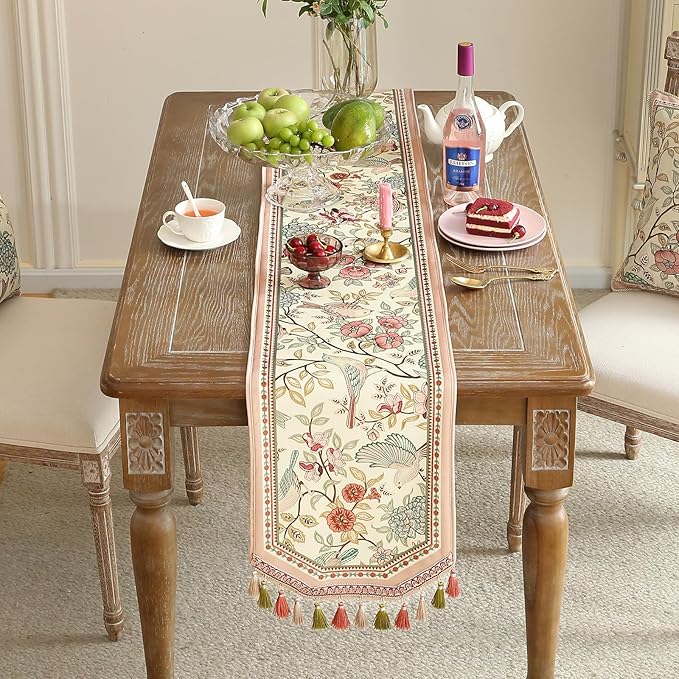 patdrea Velvet French Table Runner Farmhouse for Home Kitchen Dining Decor Parties Family Dinners Wedding 12"*102"
