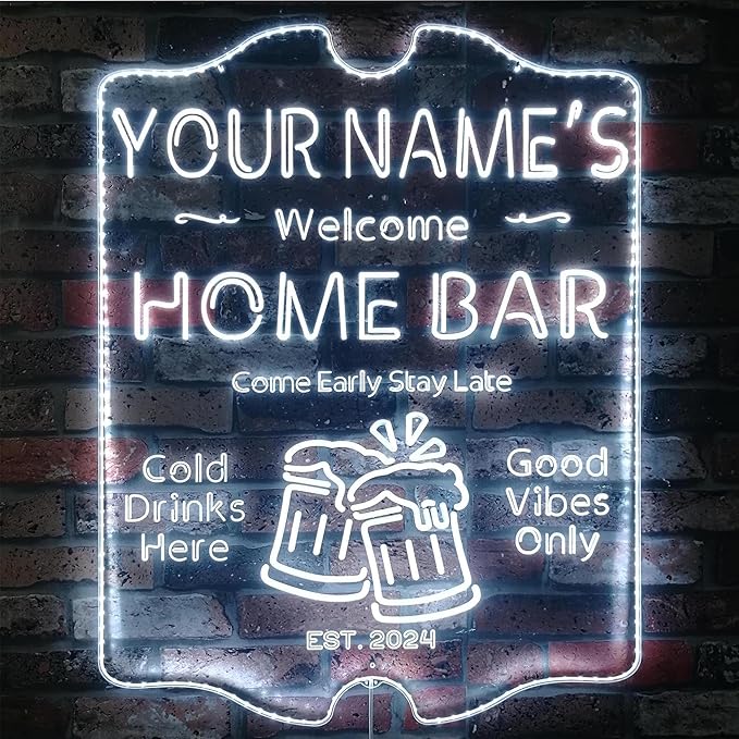 ADVPRO Personalized Your Name Home Bar RGB Dynamic Glam LED Sign - Cut-to-Edge Shape - Smart 3D Decoration - Multicolor Signage st06s64-fnd-p11-tm-c