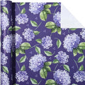 Kraft Hydrangea Floral Wrapping Paper Roll, 17 Inch, Mini Roll
