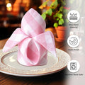 Cloth Dinner Napkins, 100% Cotton Checkered Pink, 20 x 20 Inch
