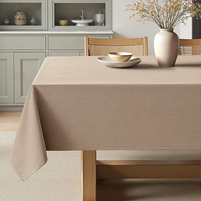 MIULEE Brown Linen Tablecloth 60x84 Inch Rectangle Table Cloth Waterproof,Stain Resistant & Wrinkle Resistant for Dining Party Wedding