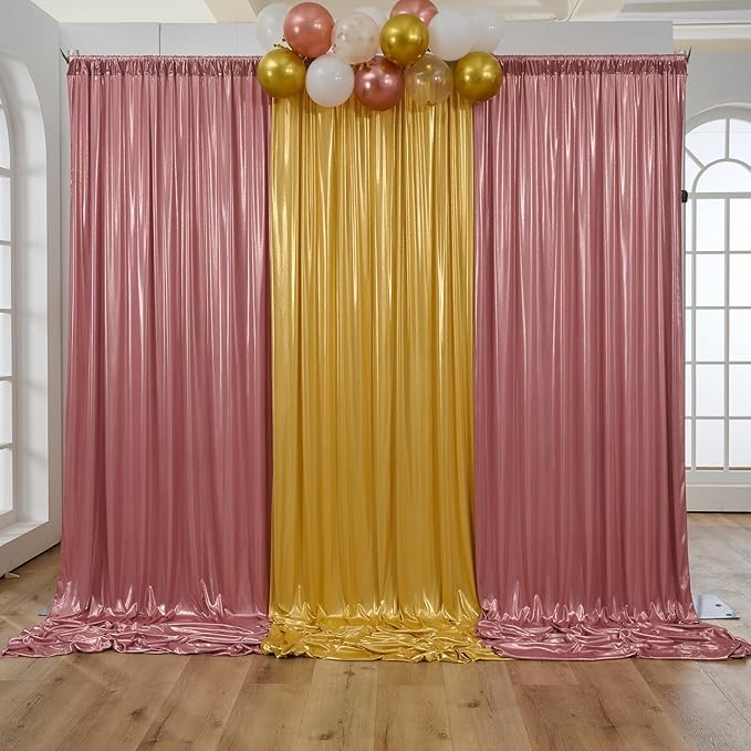 10x10 ft Wrinkle Free Rose Gold Sequin Backdrop Curtain for Parties,Thick Not Fall-Off Glitter Backdrop Drapes,2 Panels 5x10ft Shimmer Photo Back Drop Cloth for Wedding Birthday Photography Background