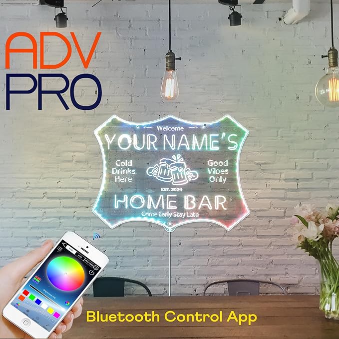 ADVPRO Personalized Your Name Home Bar RGB Dynamic Glam LED Sign - Cut-to-Edge Shape - Smart 3D Decoration - Multicolor Signage st06s43-fnd-p11d-tm-c