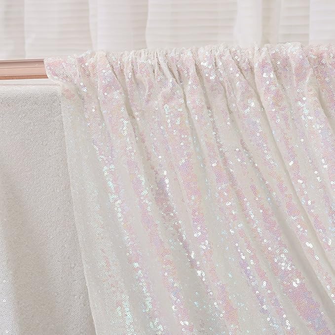 Poise3EHome 7FT x 7FT Iridescent Sequin Photography Backdrop Curtain for Party Decoration, Iridescent