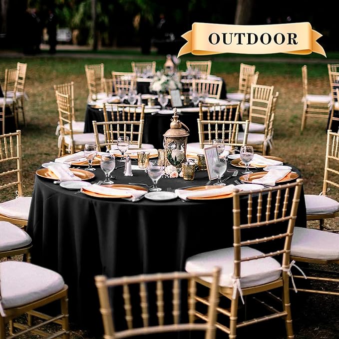 Round Tablecloths, Black, 8 Pack, 90 Inch Polyester