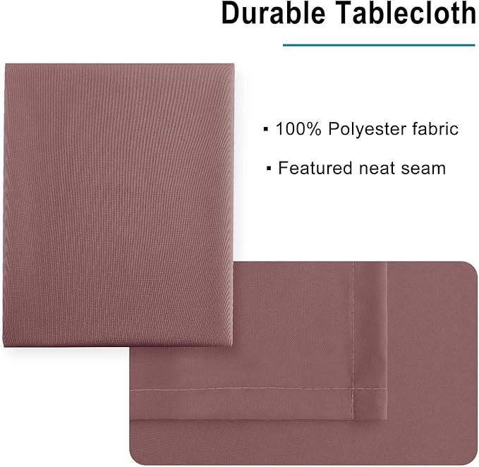 Hiasan Dusty Rose Rectangle Tablecloth - Waterproof Washable Polyester Fabric Table Cloth for Buffect Dining Birthday Party, 54 x 80 Inch