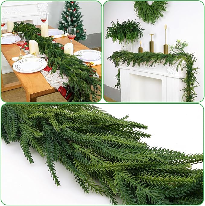 Garland - 9 Ft Green Artificial Norfolk Pine, Waterproof PE Material