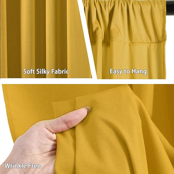 10 x 7 Feet Gold Backdrop Curtain for Partie, Background Curtains for Photoshoot, Birthday, Wedding, Halloween, Thanksgiving, Christmas Day, New Year Party Decorations 5Ft x 7Ft, 2 Panels