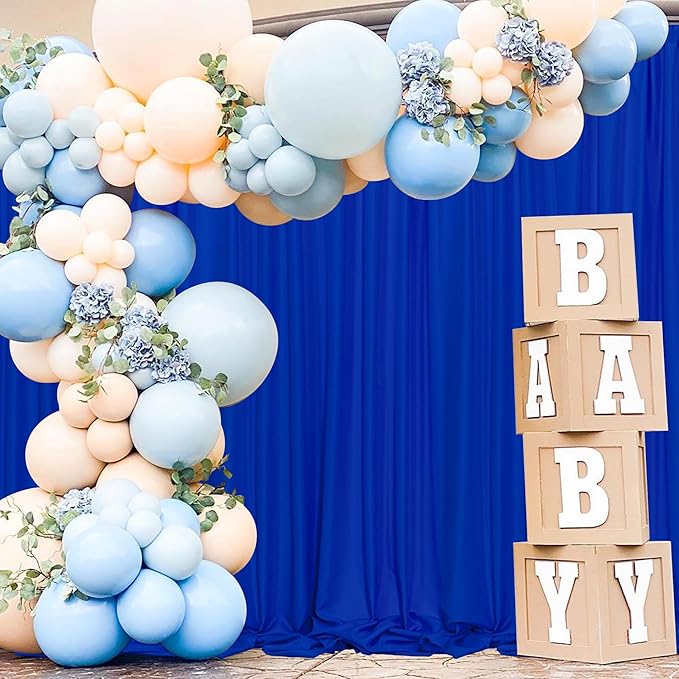 MEETSKY Royal Blue Backdrop Curtains for Parties Blue Curtains Photography Backdrop Drapes for Wedding Birthday Party Baby Showers Rod Pocket Home Sliding Door Decoration, 5ft x 8ft, 2 Panels