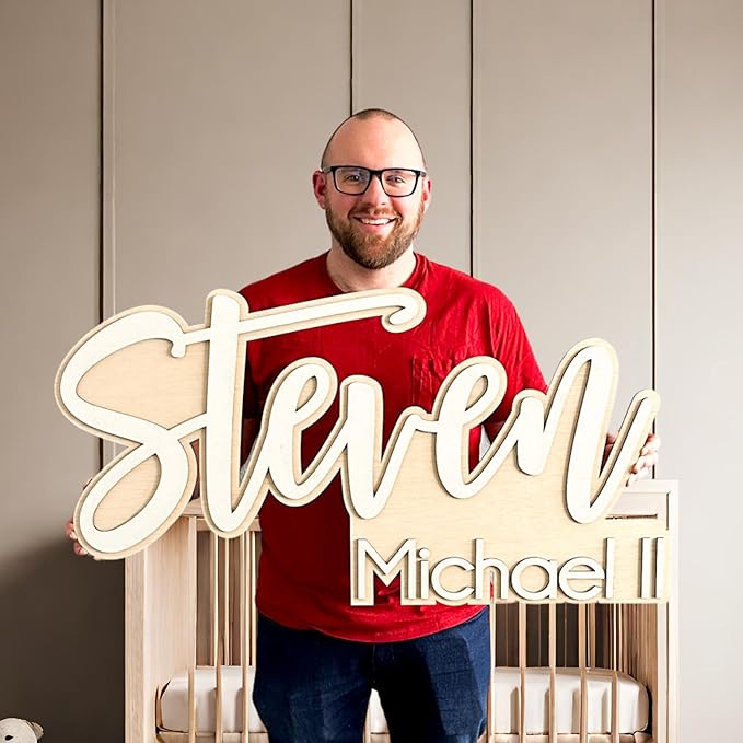 Personalized Name Sign - Custom Wood Name Sign - Nursery Name Sign For Boys Girls - Baby Name Signs For Nursery - Baby Name Wall Decor - Baby Shower Gifts - Jungle Nursery Decor