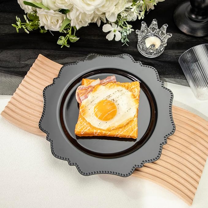 Black Disposable Plastic Dinner Plates, 9.5 Inch, 100 Count