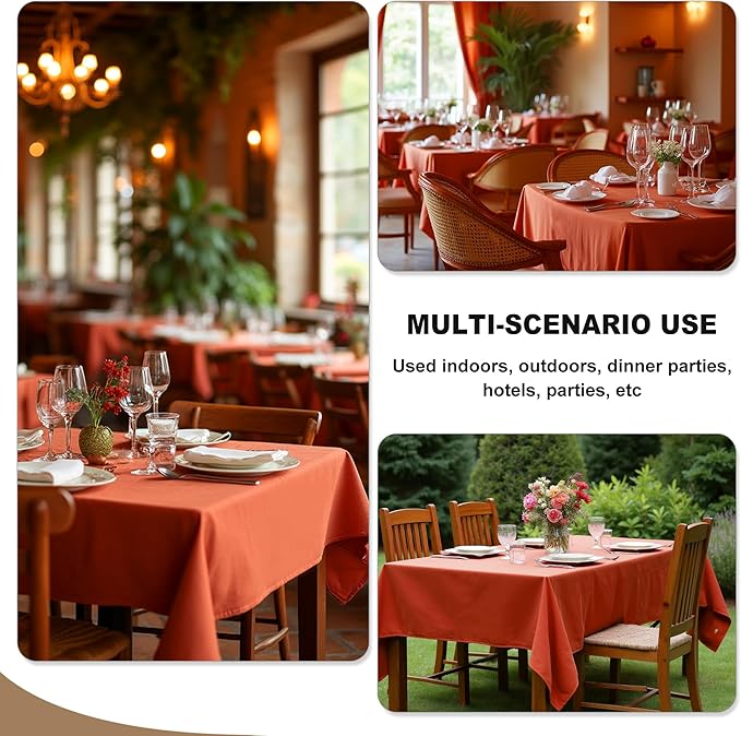 Fitable Rust Table Clothes for Rectangle Tables, 6 Pack - 90 x 156 Inch - Reusable and Elegant Fall Tablecloths, Polyester Fabric Table Covers for Wedding, Party, Banquet, Formal Events