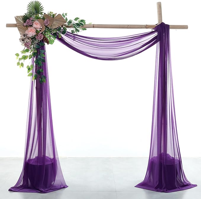 Fabric Panels, Purple Sheer Chiffon, 30 In x 20 Ft, Pack of 4