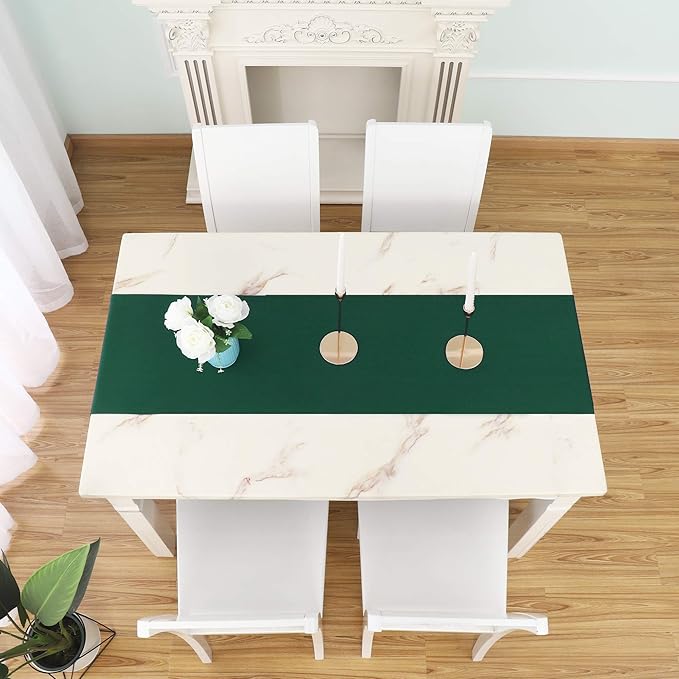 Dark Green Table Runner 14x72 Inch Solid Color Thick Polyester Decorative Cloth Handcrafted for Wedding Party Birthday Graduations Hotel Restaurant Banquet Catering Services Event Forest Green