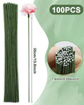 18 Gauge Floral Wire Stems for Artificial Flower, 100 PCS – Green
